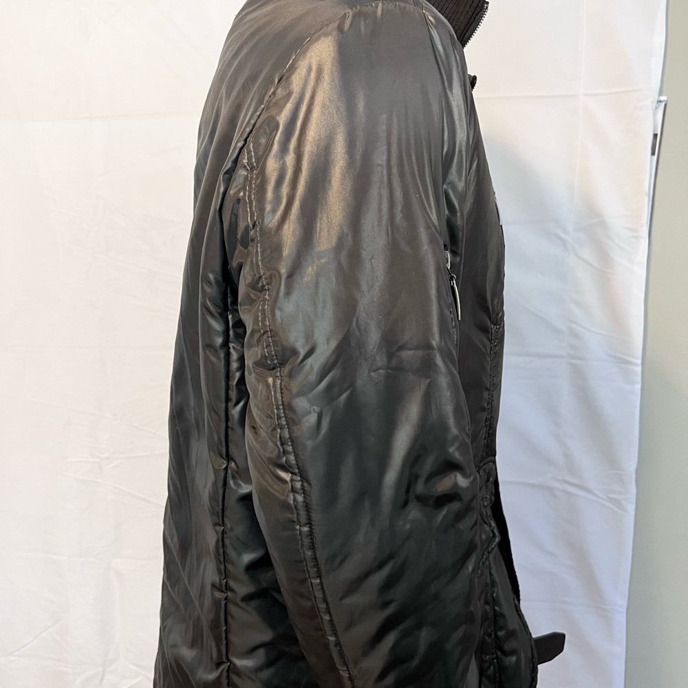 Tallia Mens Size L Black Jacket Coat w/ Zipper 5 Snap & Detachable Collar - Picture 3 of 14